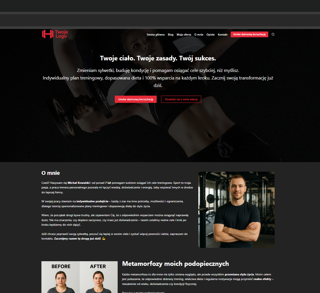 Strona dla trenera personalnego